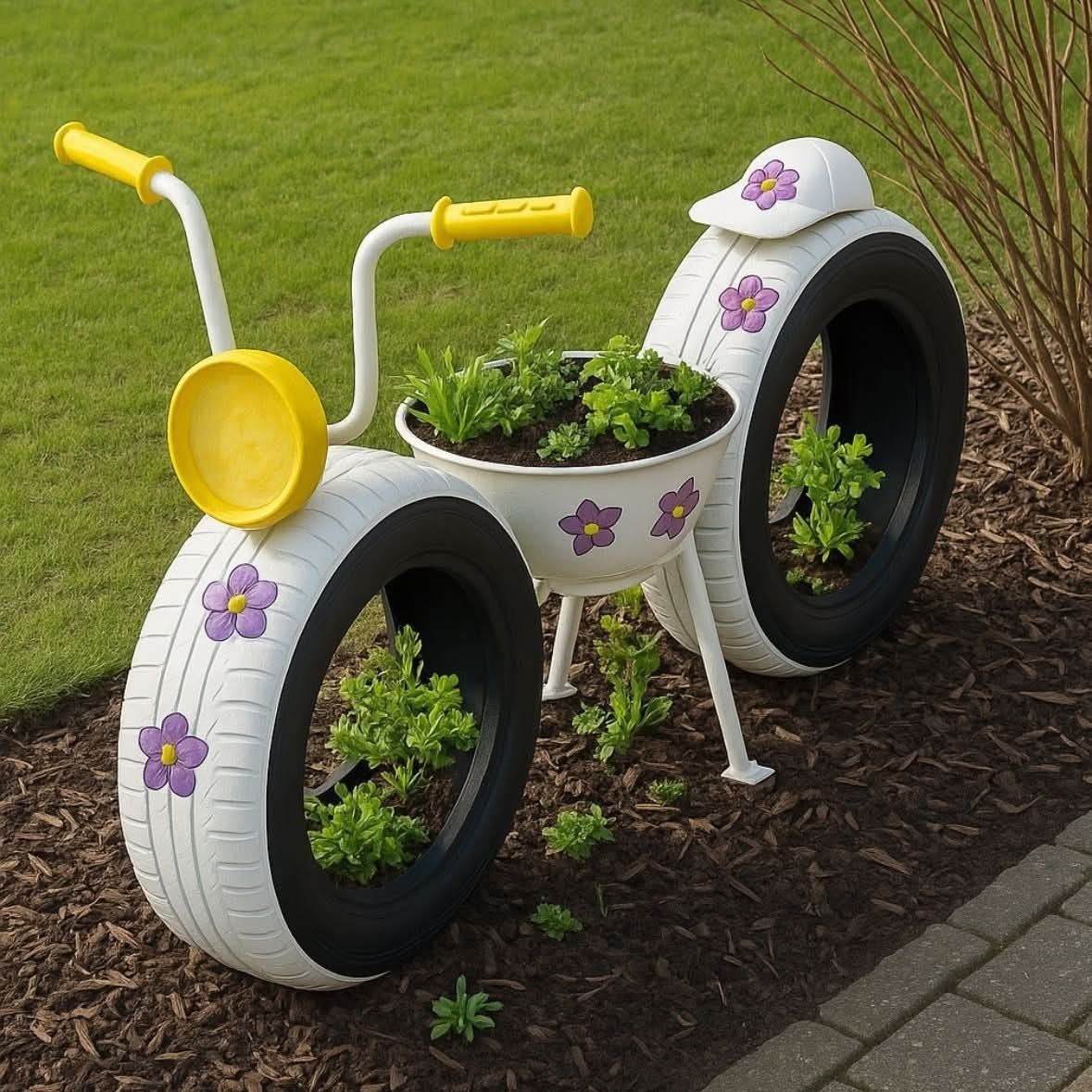 D&eacute;coration jardin pneus recycl&eacute;s