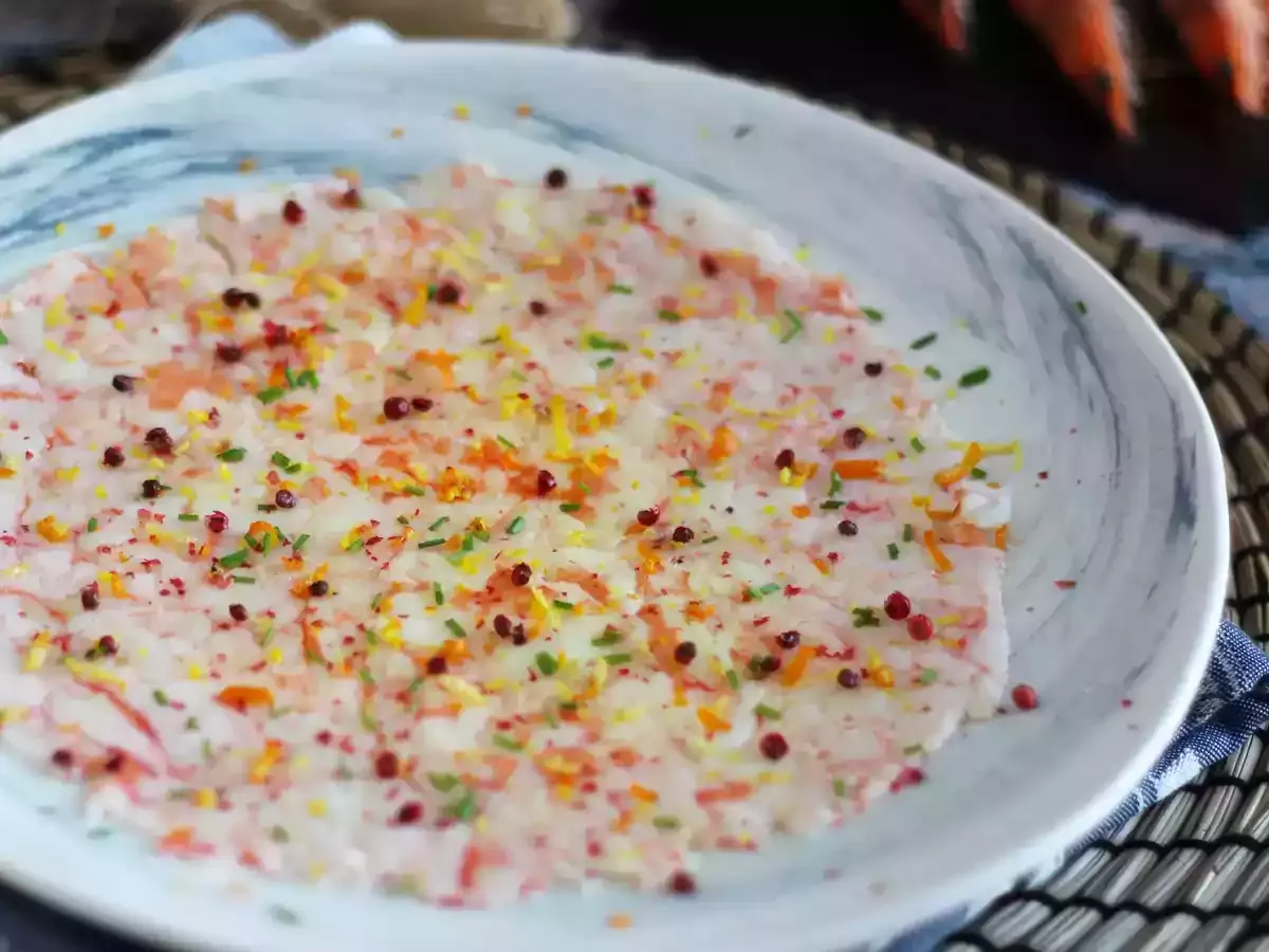 Carpaccio de bar huile de pin