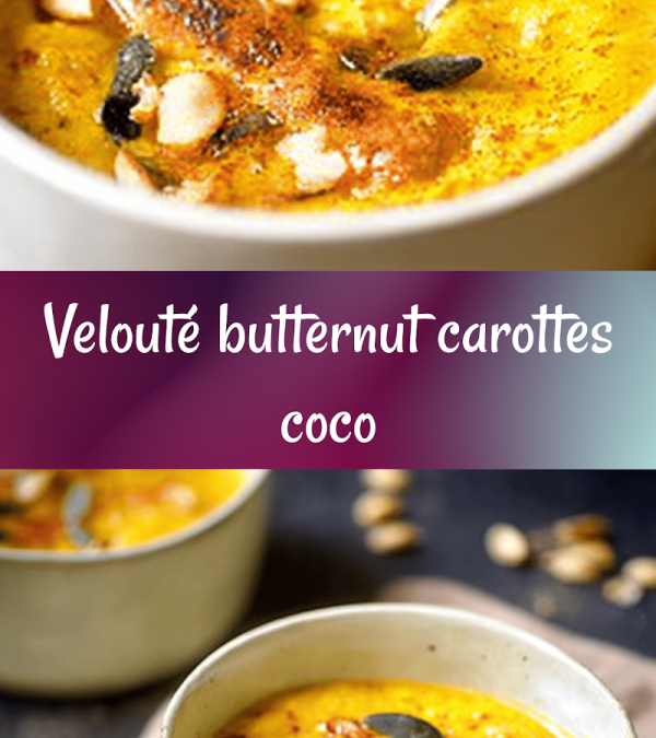 Le velouté de courge butternut de 25 cl en 0,25 litre, graines de courge grillées.