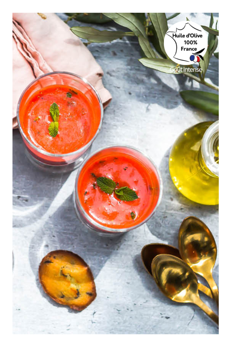 Gaspacho fraise huile d'olive